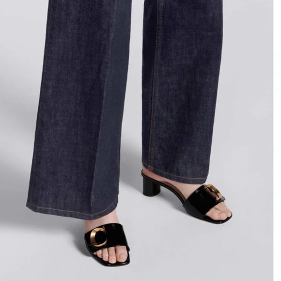 Dior patent calfskin Black sandal slide 37 brand new authentic mule  gold CD - Picture 3 of 7